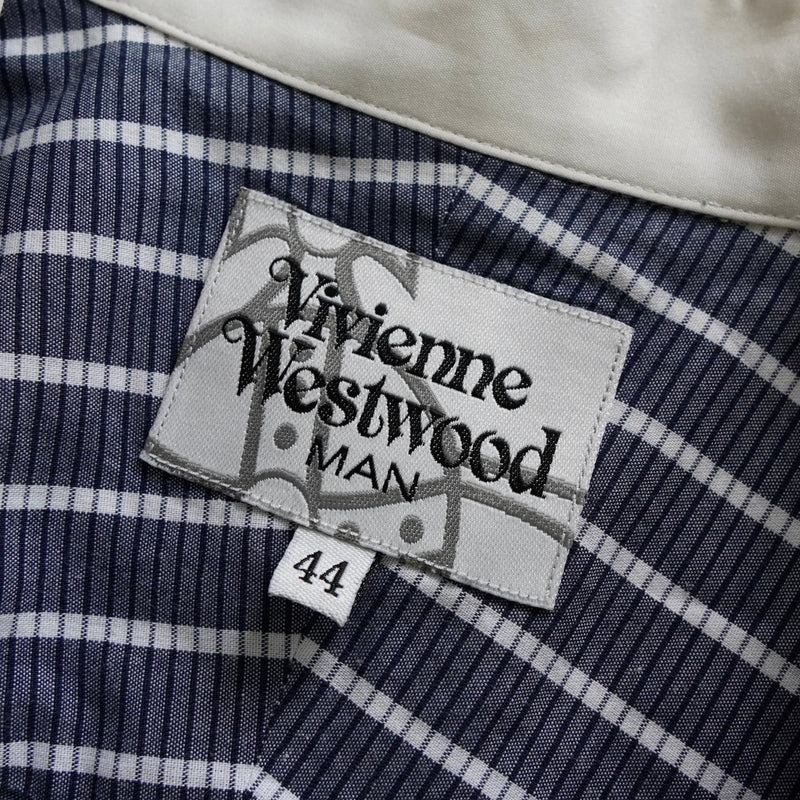 ヴィヴィアン ウエストウッド オーブ ストライプ柄 長袖シャツ クレリックシャツ ブルー - NEWSED