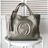 Gucci Soho 金属灰色皮革流苏手提包