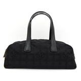 シャネル ニュートラべルライン キャンバス / レザー ハンドバッグ ボーリングバッグ ブラック - NEWSED