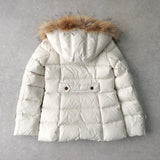 バーバリー ブルーレーベル ファー ダウンジャケット ダウンコート ファー取り外し可能 レディース ホワイト - NEWSED