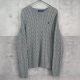 ポロ ラルフローレン ケーブル編み ロゴ ニット グレー - NEWSED