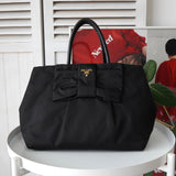 プラダ ポコノ テスート ナイロン リボン ハンドバッグ ブラック - NEWSED