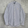 Ralph Lauren Logo Stripe Long Sleeve Shirt in Navy/White