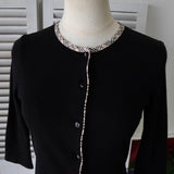 バーバリー ブルーレーベル ホースロゴ 刺繍 ノバチェック 七分袖 カーディガン ブラック レディース - NEWSED