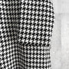 Ami Paris Houndstooth Wool Balmac Coat with Belted Waist Black/White