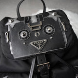 プラダ ポコノ テスート ナイロン サフィアーノレザー ロボット バックパック リュックサック ブラック ギャランティーカード付き - NEWSED