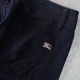 バーバリー コットンパンツ ホースロゴ 刺繍 ネイビー - NEWSED