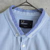 Fred Perry logo embroidered check pattern long sleeve shirt in blue