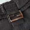 Fendi Mamma Bucket Zucchino Double Flap Nylon Canvas One Shoulder Bag Brown