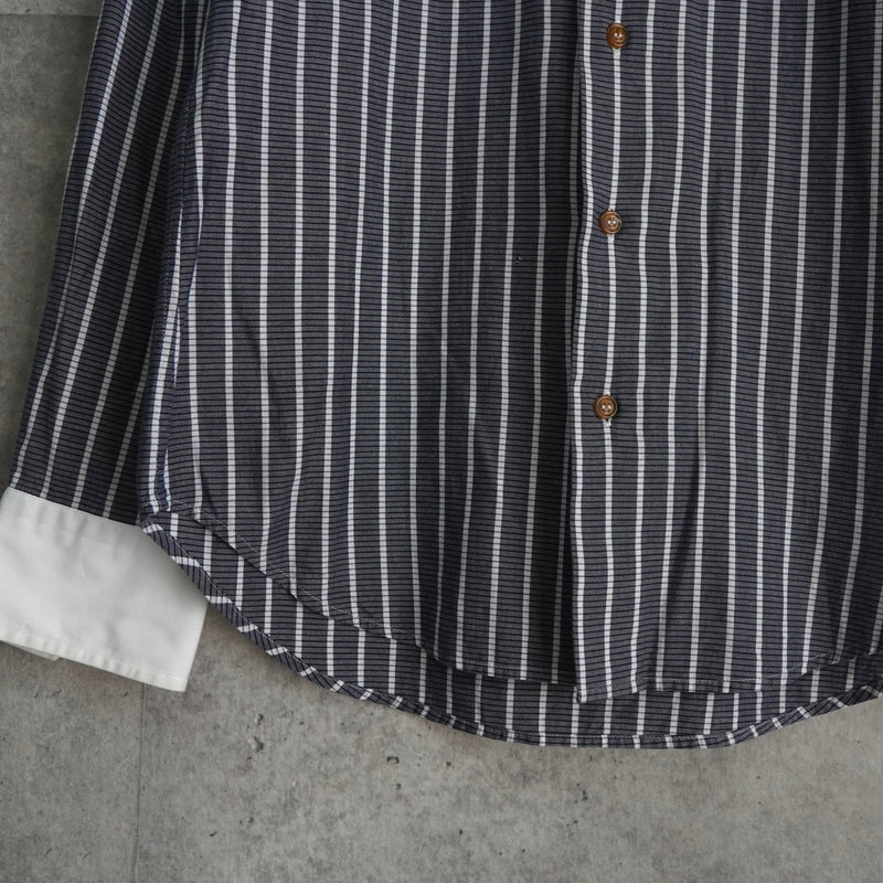 ヴィヴィアン ウエストウッド オーブ ストライプ柄 長袖シャツ クレリックシャツ ブルー - NEWSED