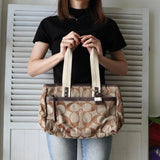 コーチ シグネチャー キャンバス トートバッグ ハンドバッグ ベージュ - NEWSED