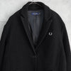 Fred Perry Logo Embroidered Brushed Long Coat Cocoon Coat Chester Coat Black