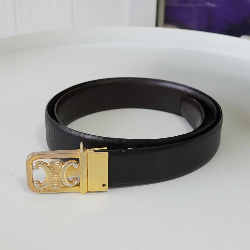 セリーヌ トリオンフ レザー ベルト ゴールド / ブラック - NEWSED