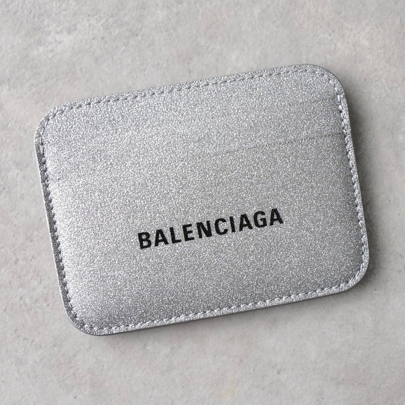 バレンシアガ ロゴ グリッター パスケース カードケース シルバー - NEWSED