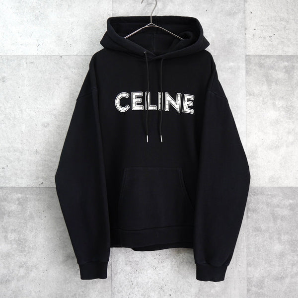 セリーヌ エディ期 ロゴ スタッズ フーディー パーカー ブラック