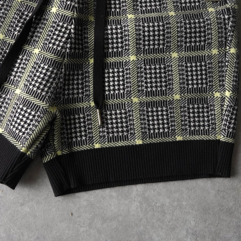 アルマーニ エクスチェンジ 千鳥格子柄 ニット セットアップ カーディガン ショートパンツ レディース グレー - NEWSED