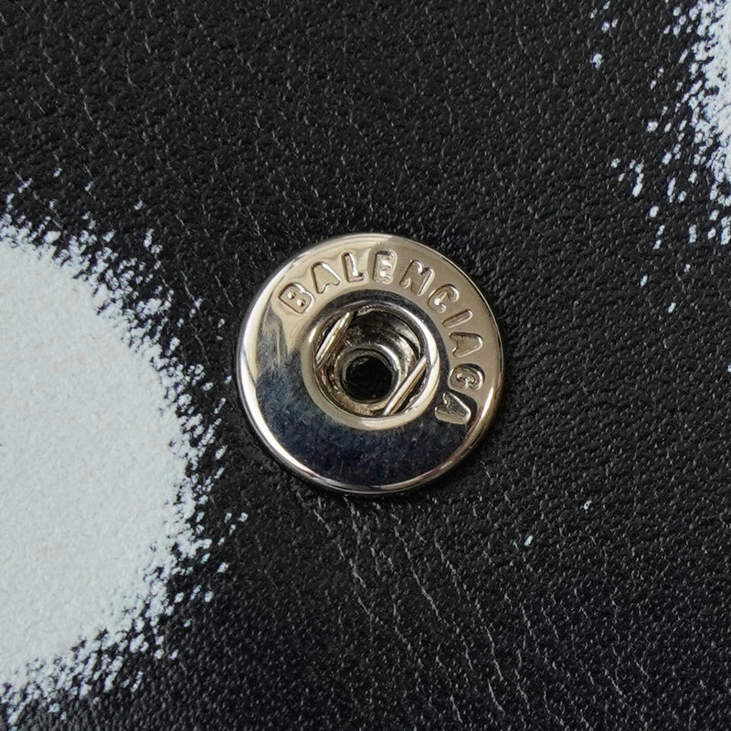 バレンシアガ ペーパーミニ レザー 三つ折り財布 コンパクトウォレット ブラック - NEWSED