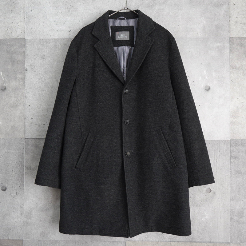 ラコステ ウールコート チェスターコート ストライプ柄裏地 グレー - NEWSED