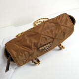 プラダ トライアングルロゴ ポコノ テスート ナイロン キルティング チェーン ミニ ショルダーバッグ ブラウン - NEWSED