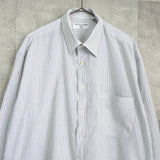バレンティノ ガラヴァーニ ヴィンテージ ストライプ柄 ロゴ 刺繍 長袖シャツ グレー - NEWSED