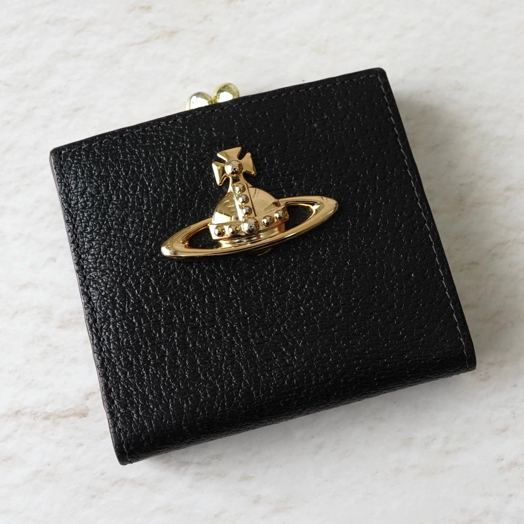 ヴィヴィアン ウエストウッド オーブ レザー がま口 二つ折り財布 ブラック