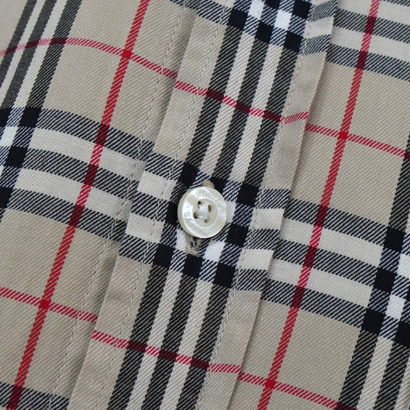 バーバリー ノバチェック柄 ホースロゴ 刺繍 長袖シャツ ベージュ - NEWSED