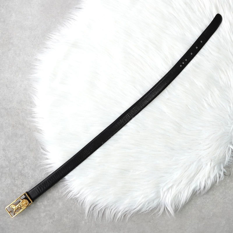 セリーヌ ヴィンテージ 輪馬車 サルキー レザー ベルト ブラック レディース - NEWSED