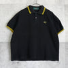 Fred Perry 徽标刺绣条纹短袖黑色 Polo 衫