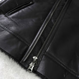 ダンケシェーン フェイクレザー ボアジャケット ライダースジャケット ブラック メンズ - NEWSED
