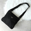 Prada Pocono Tessuto Nylon Shoulder Bag with Triangle Logo in Black