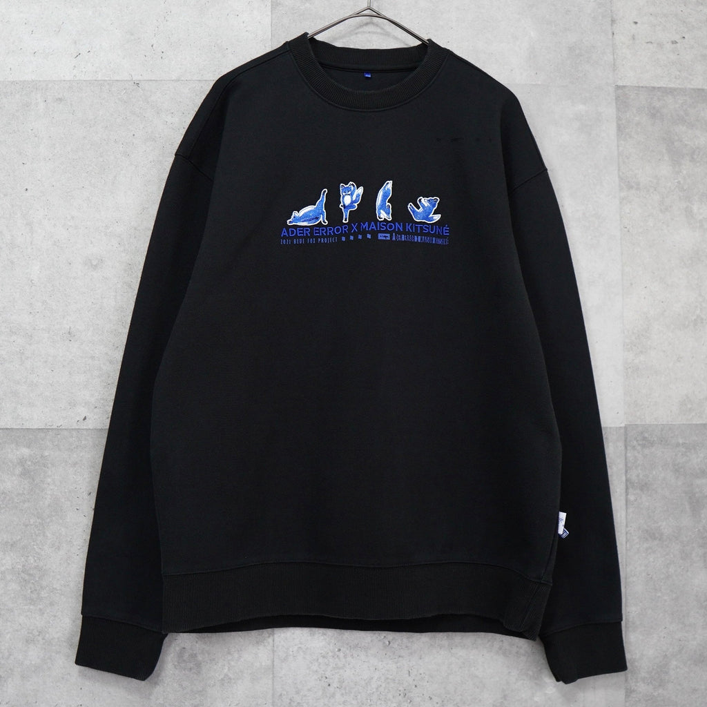 Maison Kitsune x Ader Error 黑色狐狸标志刺绣圆领卫衣