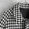 Ami Paris Houndstooth Wool Balmac Coat with Belted Waist Black/White