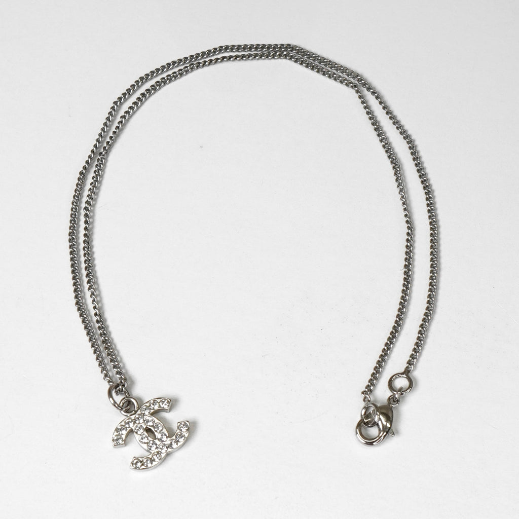 シャネル ココマーク ラインストーン ネックレス シルバー