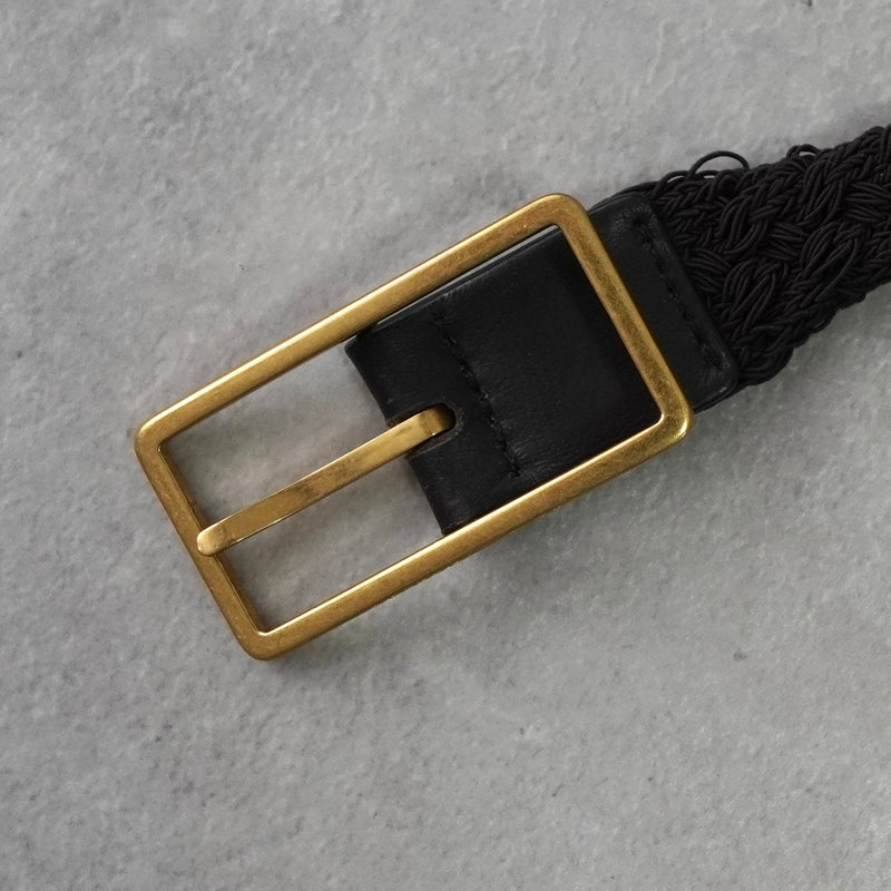 ボッテガ ヴェネタ 編み込み ナロー ベルト ゴールド / ダークブラウン - NEWSED