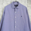 Polo Ralph Lauren logo embroidered striped long sleeve shirt in blue/white