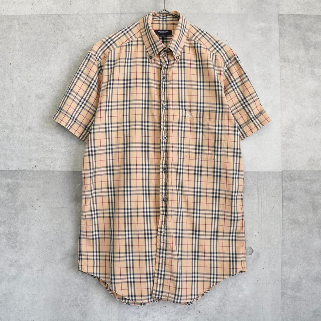 Burberry 米色马标刺绣 Nova 格纹短袖衬衫