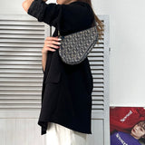 ディオール トロッター キャンバス / レザー サドルバッグ アクセサリーポーチ ハンドバッグ グレー / ネイビー - NEWSED