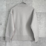 アミパリ アミ パリス ハートロゴ ウール ニット グレージュ - NEWSED