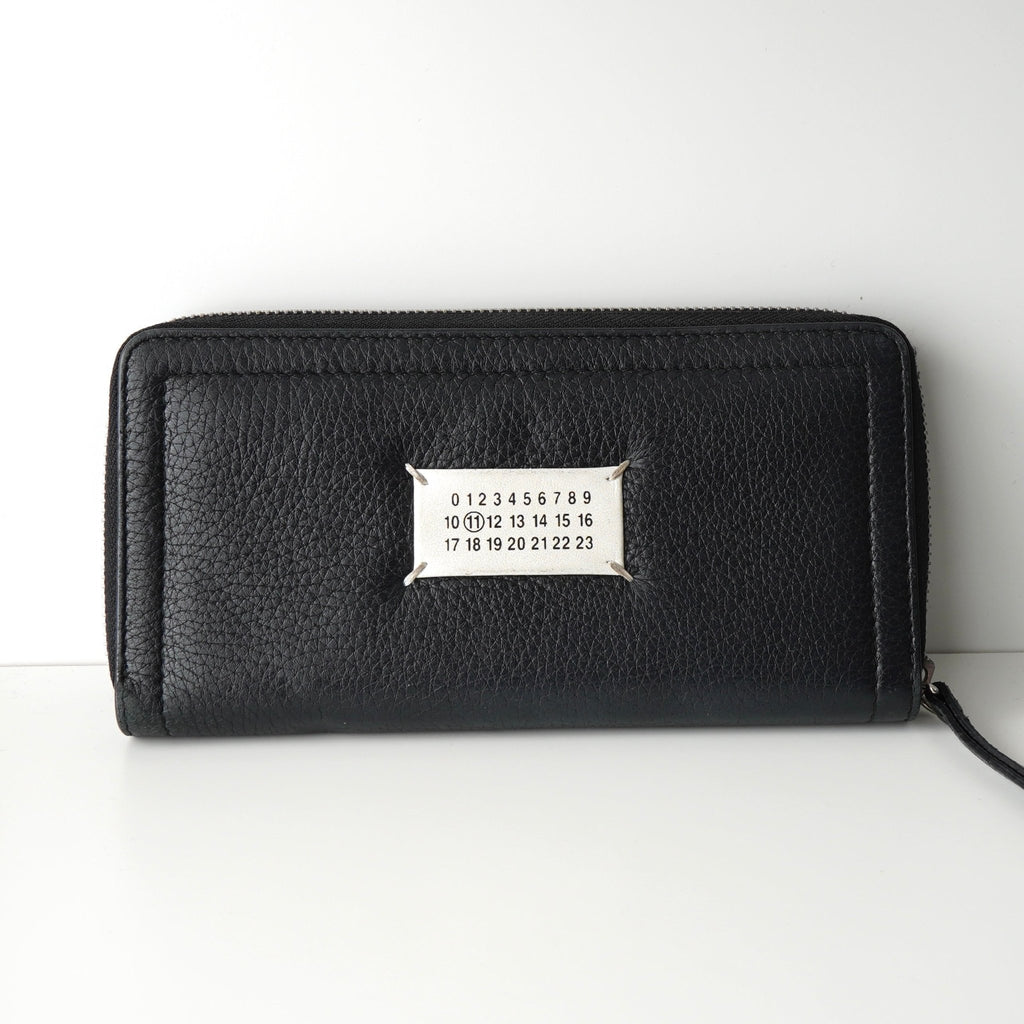 メゾン マルジェラ カレンダータグ 四つタグ レザー ラウンドジップ ロングウォレット 長財布 ブラック