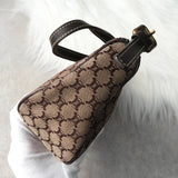 セリーヌ マカダム キャンバス / レザー ミニ ワンショルダーバッグ アクセサリーポーチ ブラウン - NEWSED