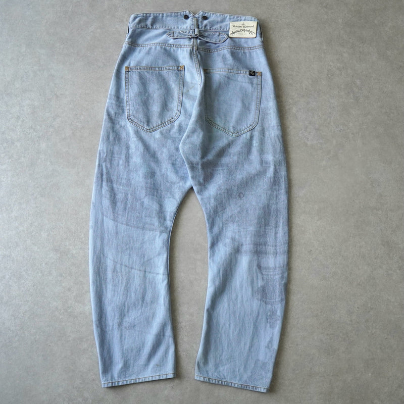 ヴィヴィアン ウエストウッド アングロマニア プリント デニム ジーンズ アイスブルー - NEWSED