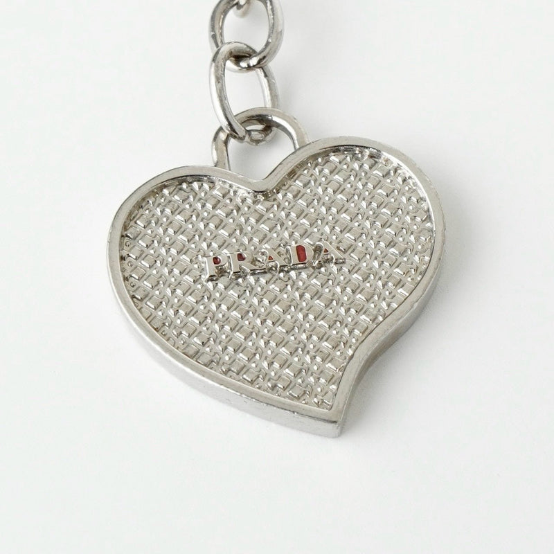 プラダ ロゴ ハート キーリング キーホルダー チャーム シルバー - NEWSED