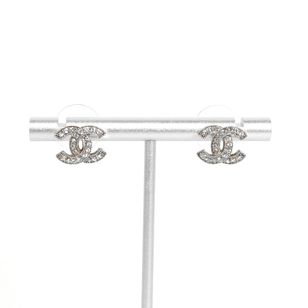 シャネル ココマーク ラインストーン ピアス シルバー レディース