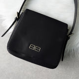 バレンシアガ BBロゴ ナイロン / レザー ワンショルダーバッグ ハンドバッグ ブラック