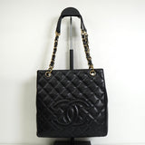 シャネル ココマーク マトラッセ キャビアスキン PSTバッグ チェーン トートバッグ ブラック - NEWSED