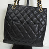 シャネル ココマーク マトラッセ キャビアスキン PSTバッグ チェーン トートバッグ ブラック