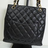 シャネル ココマーク マトラッセ キャビアスキン PSTバッグ チェーン トートバッグ ブラック - NEWSED