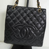 シャネル ココマーク マトラッセ キャビアスキン PSTバッグ チェーン トートバッグ ブラック