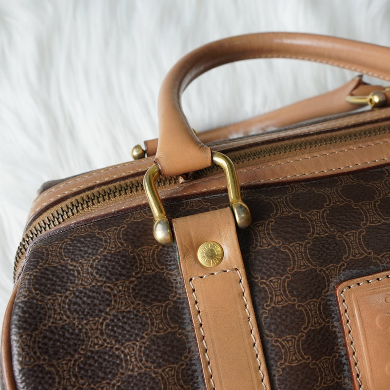 セリーヌ ヴィンテージ マカダム PVC ミニボストンバッグ ハンドバッグ ブラウン - NEWSED