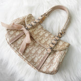 ディオール トロッター チェーン リボン PVC / ベロア ハンドバッグ ベージュ - NEWSED